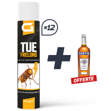 PACK PROMO 12 AEROSOLS TUE FRELONS-GUEPES 750ML + 1 BOUTEILLE PASTIS OFFERTE